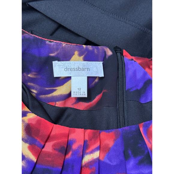 DressBarn Watercolor & Black Short Cap Sleeve To Knee Pencil Dress Size 12 - Picture 7 of 9